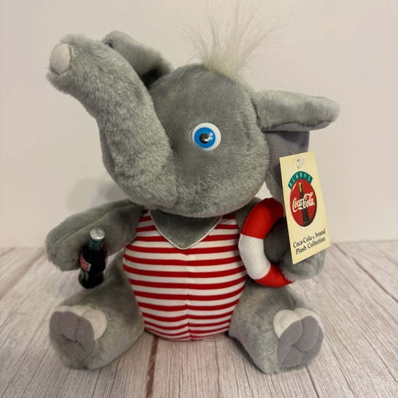Coca Cola Brand Plush Collection 10" Elephant Lifeguard Coke Toy Tags 1993 Vtg - Picture 2 of 13